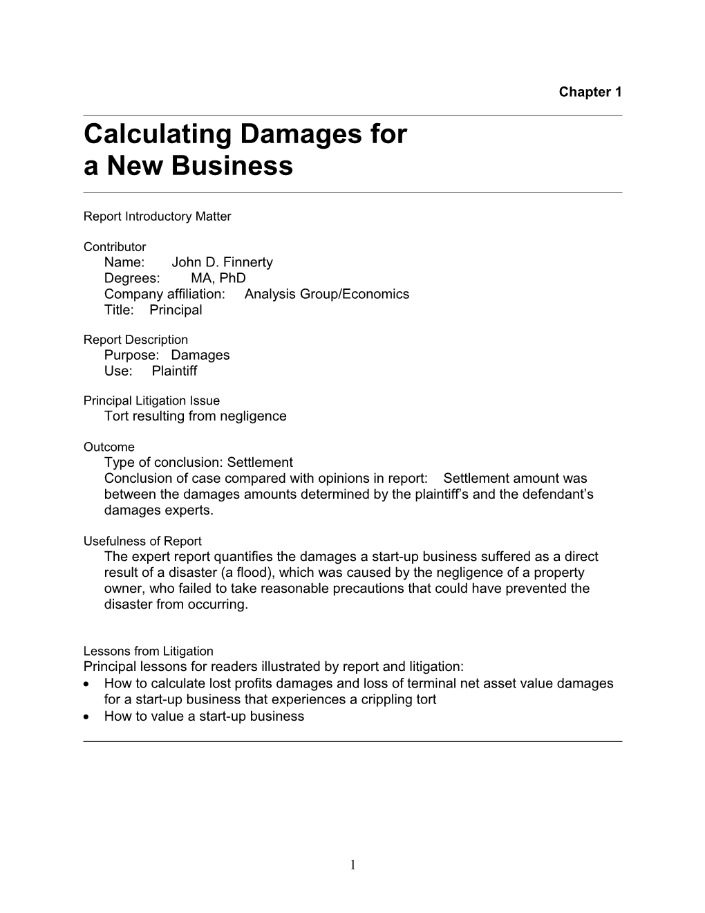 Calculating Damages For