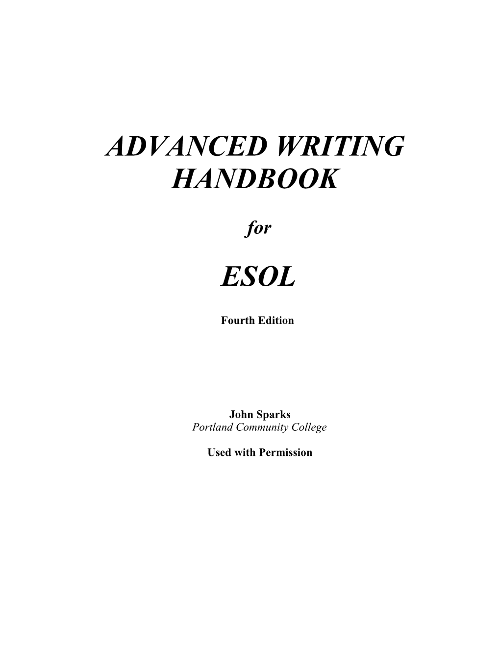 Upper Advanced Writing Handbook