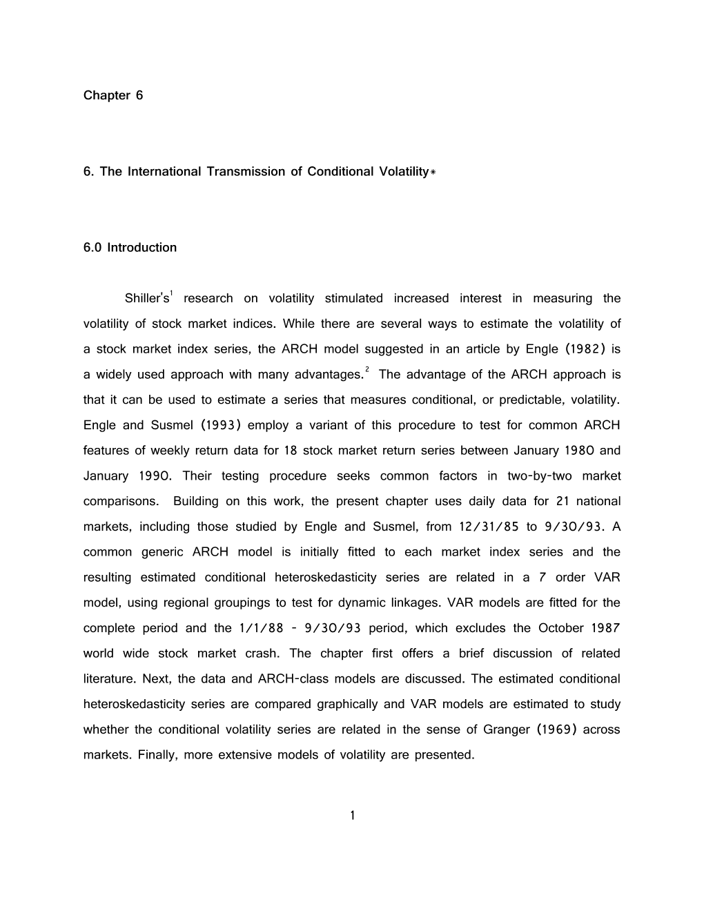 6. the International Transmission of Conditional Volatility *