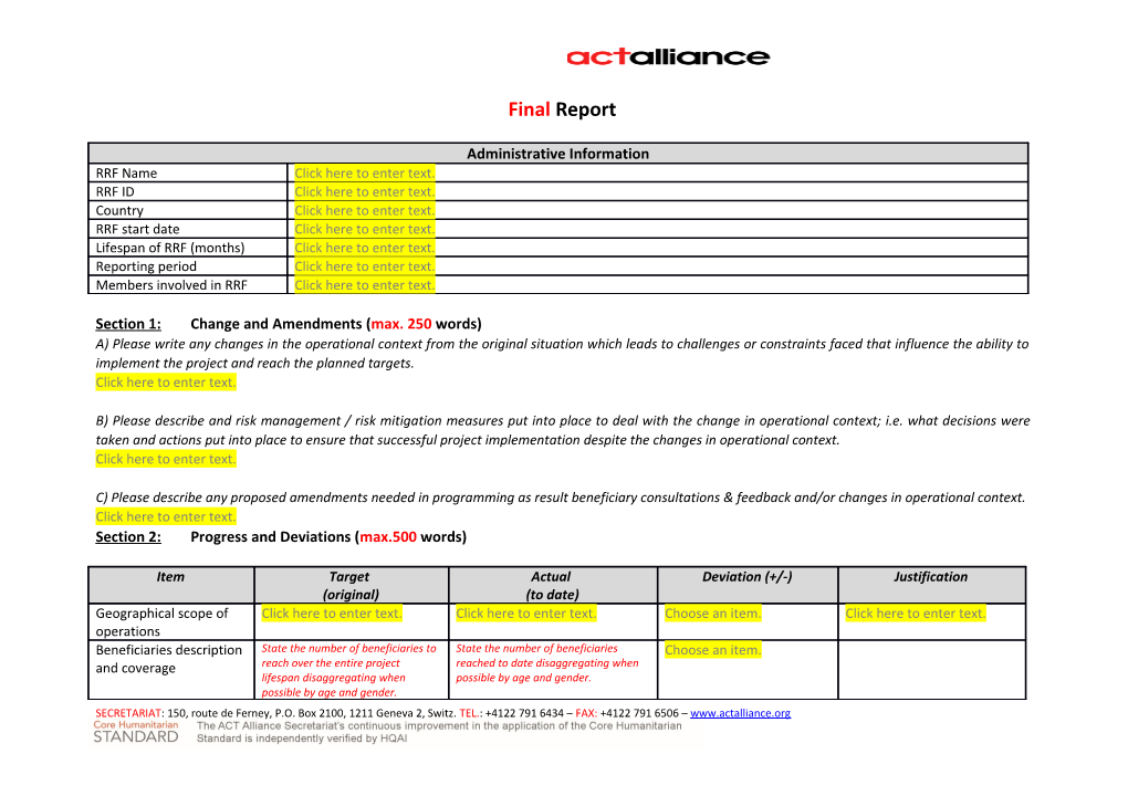 Section 1:Change and Amendments (Max. 250Words)