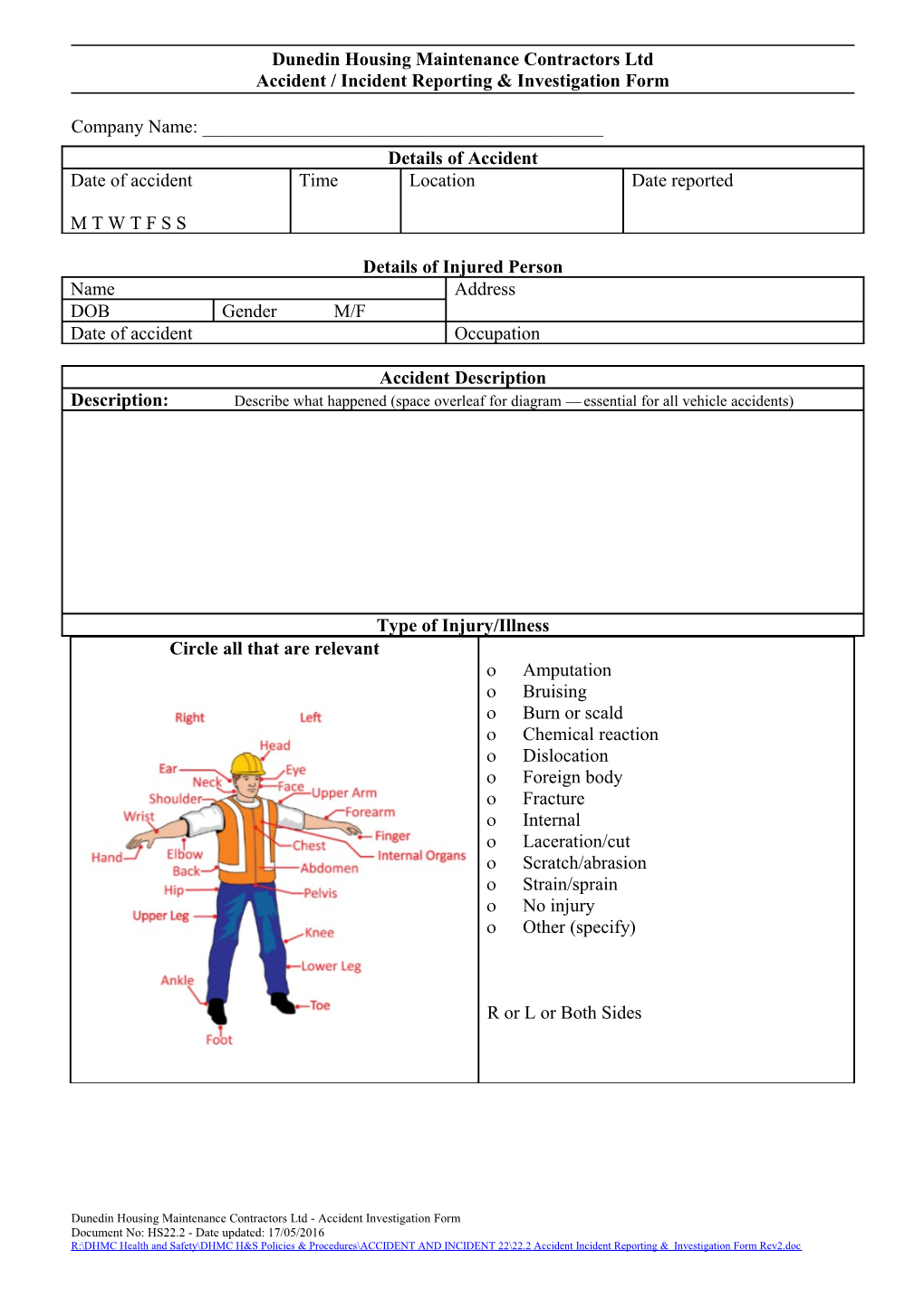 OSH Accident Investigation Form