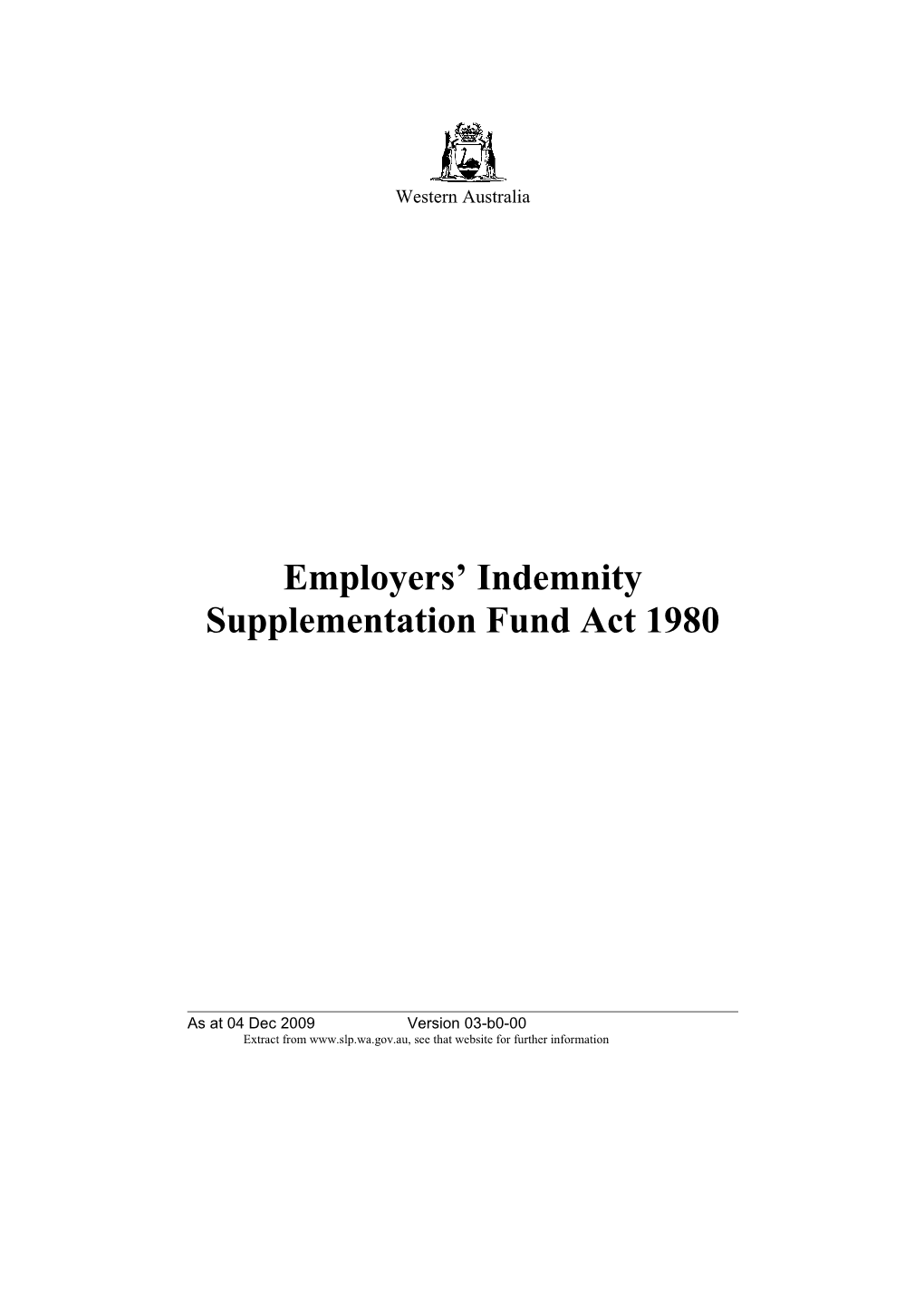 Employers' Indemnity Supplementation Fund Act 1980 - 03-B0-00