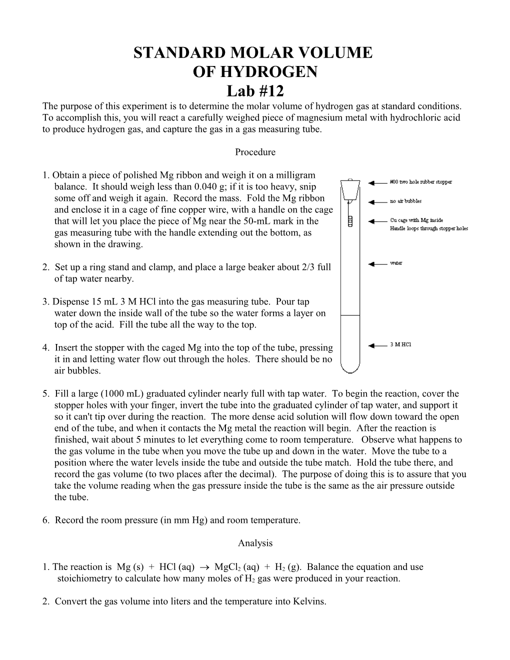 Determination of R, the Gas Constant