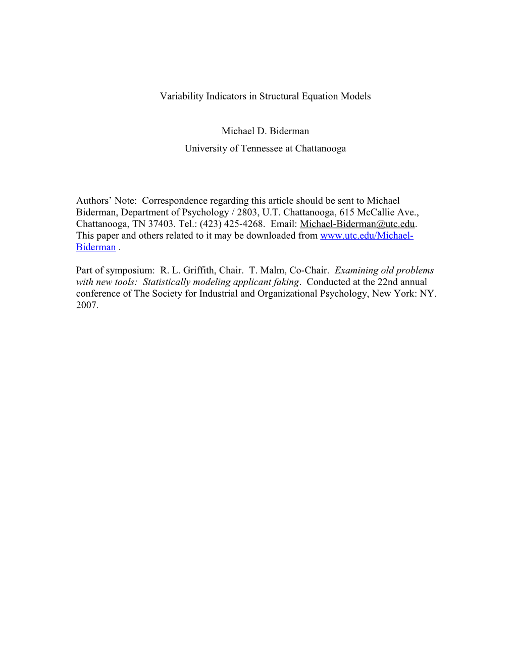 Typically Measurement Models for Latent Variables Involve Use of Scale Scores, Parcel Scores