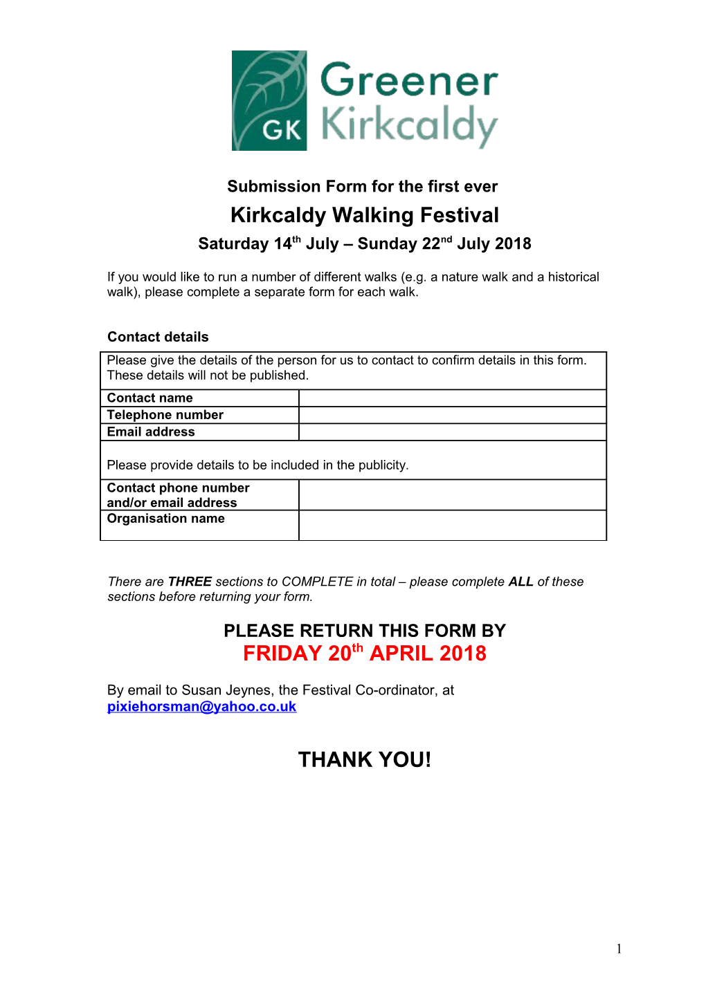 Walk Leaders Submission Form 2012