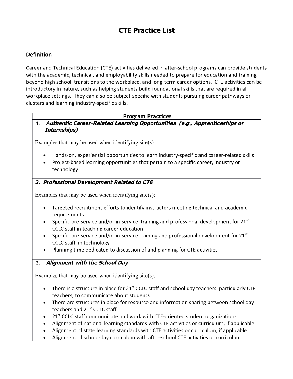 CTE Practice List