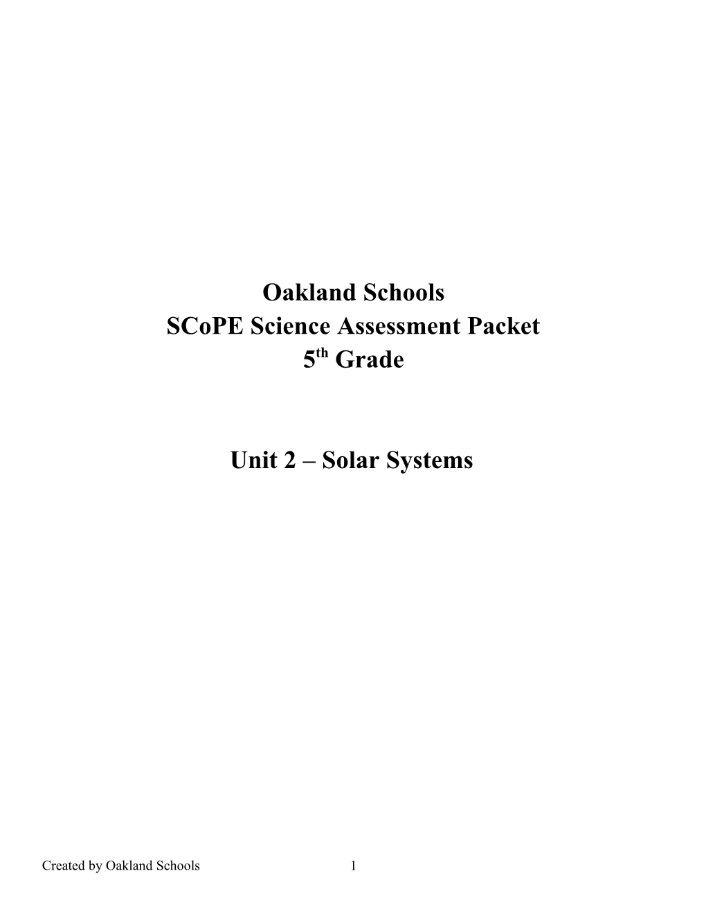 Scope Science Assessment Packet