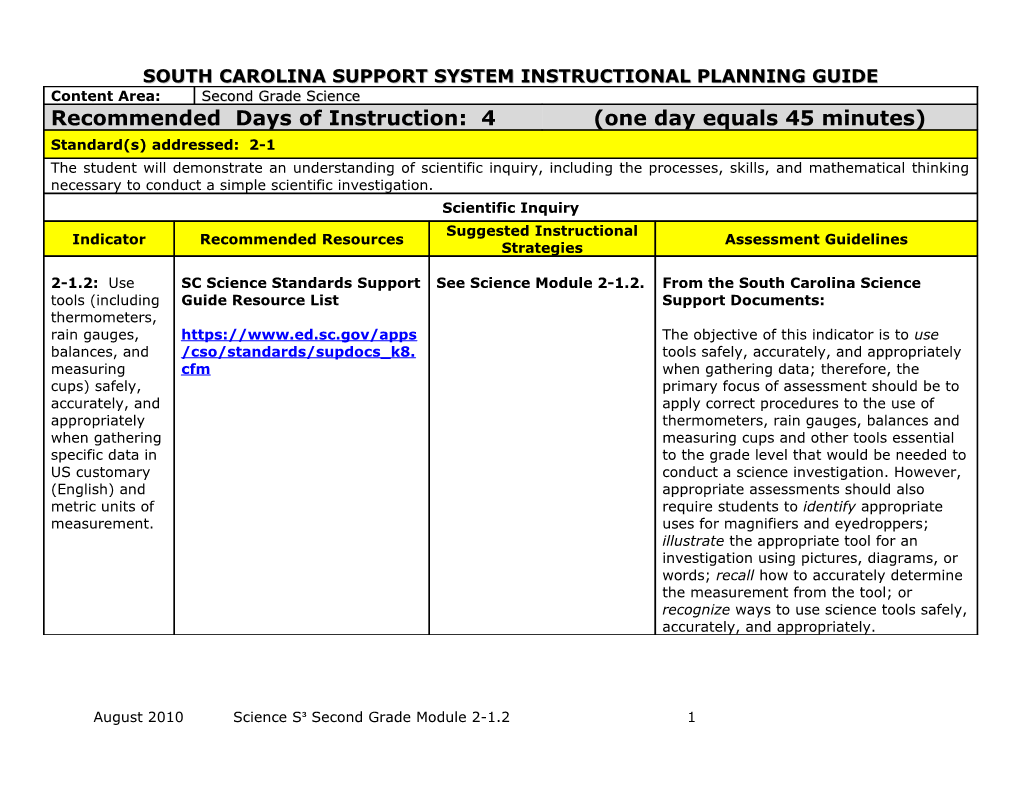 South Carolina Support System Instructional Planning Guide s10