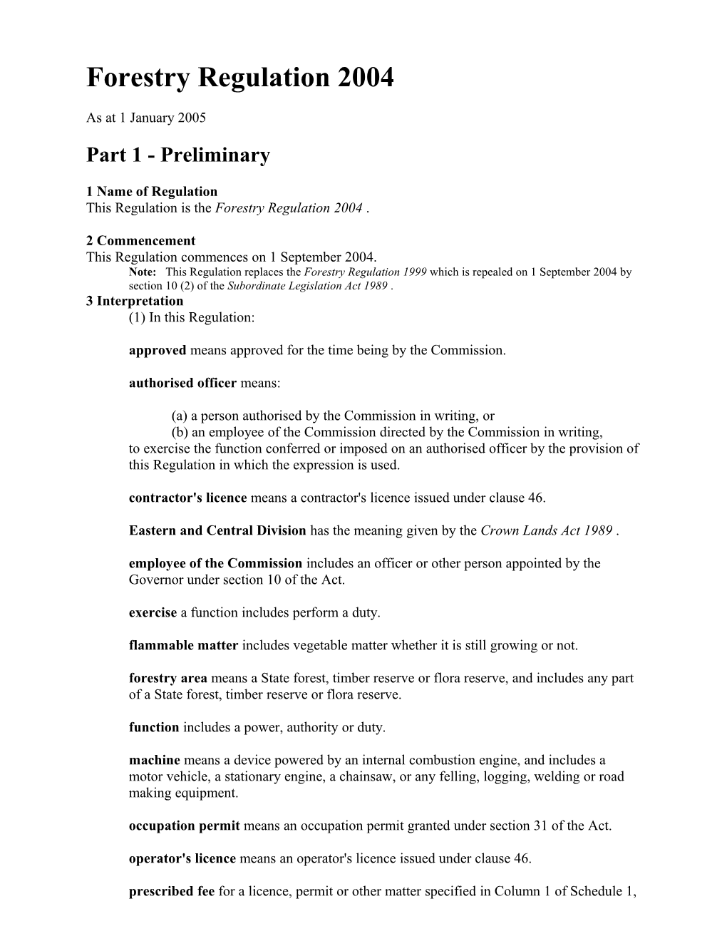 Forestry Regulation 2004