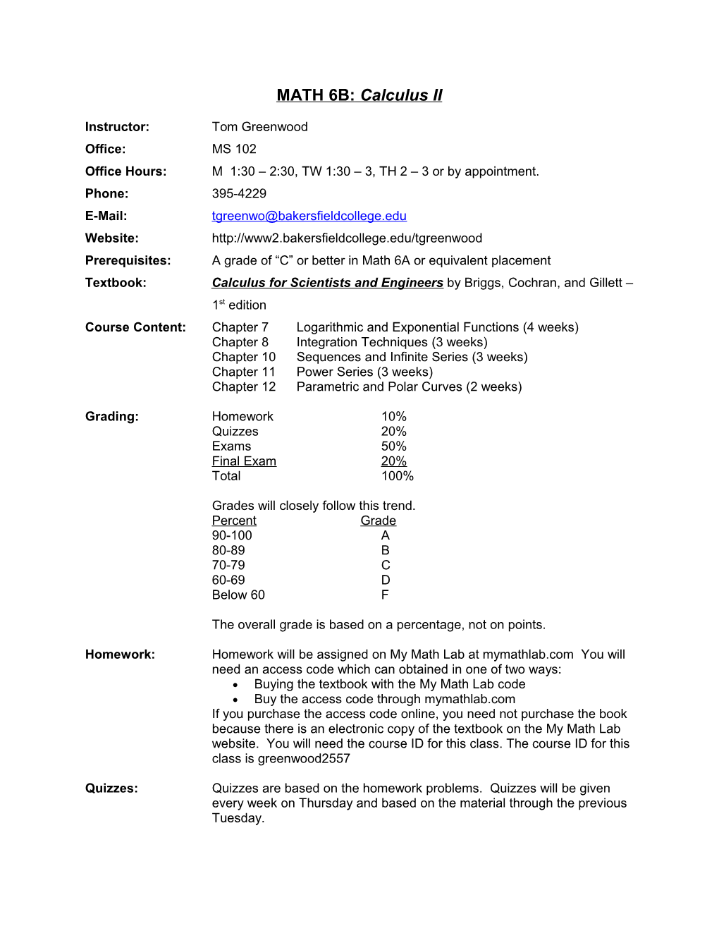 MATH 6B: Calculus II