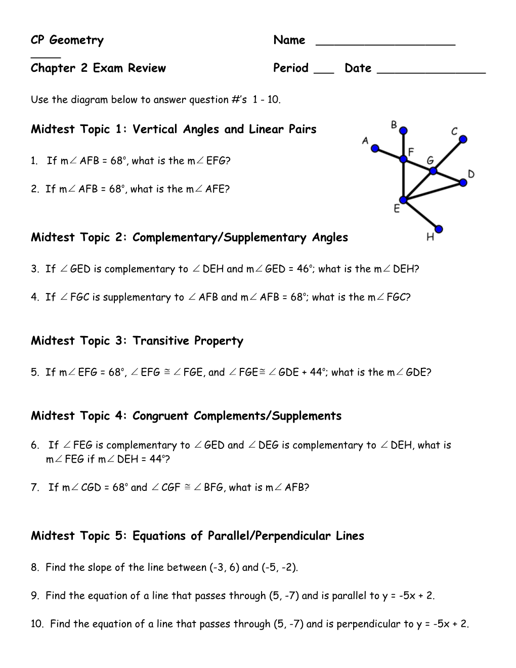 Chapter 2 Exam Review Period Date