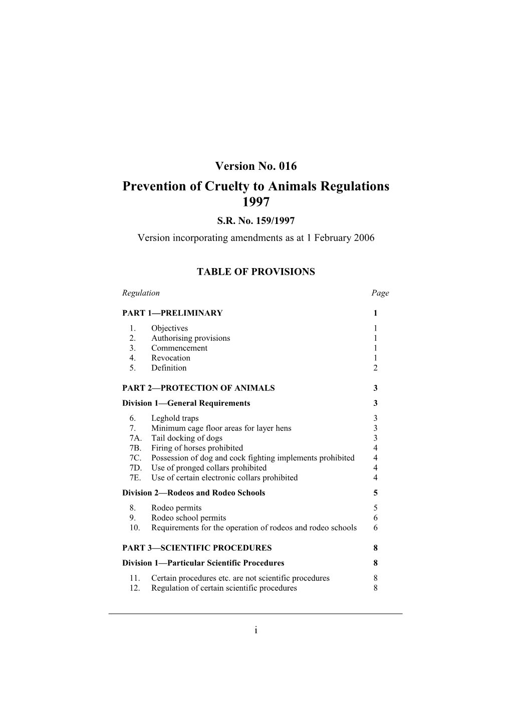 Prevention of Cruelty to Animals Regulations 1997