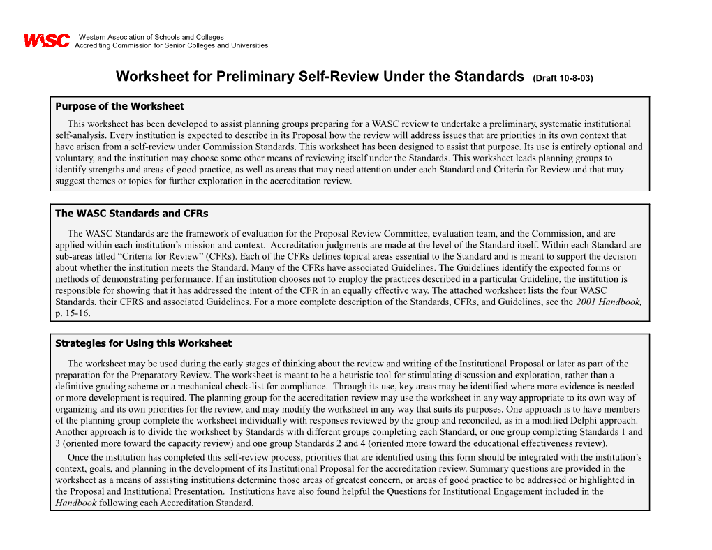 Wasc Self-Review