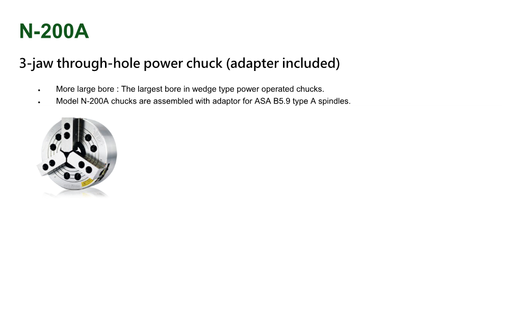 3-Jaw Through-Hole Power Chuck (Adapter Included)