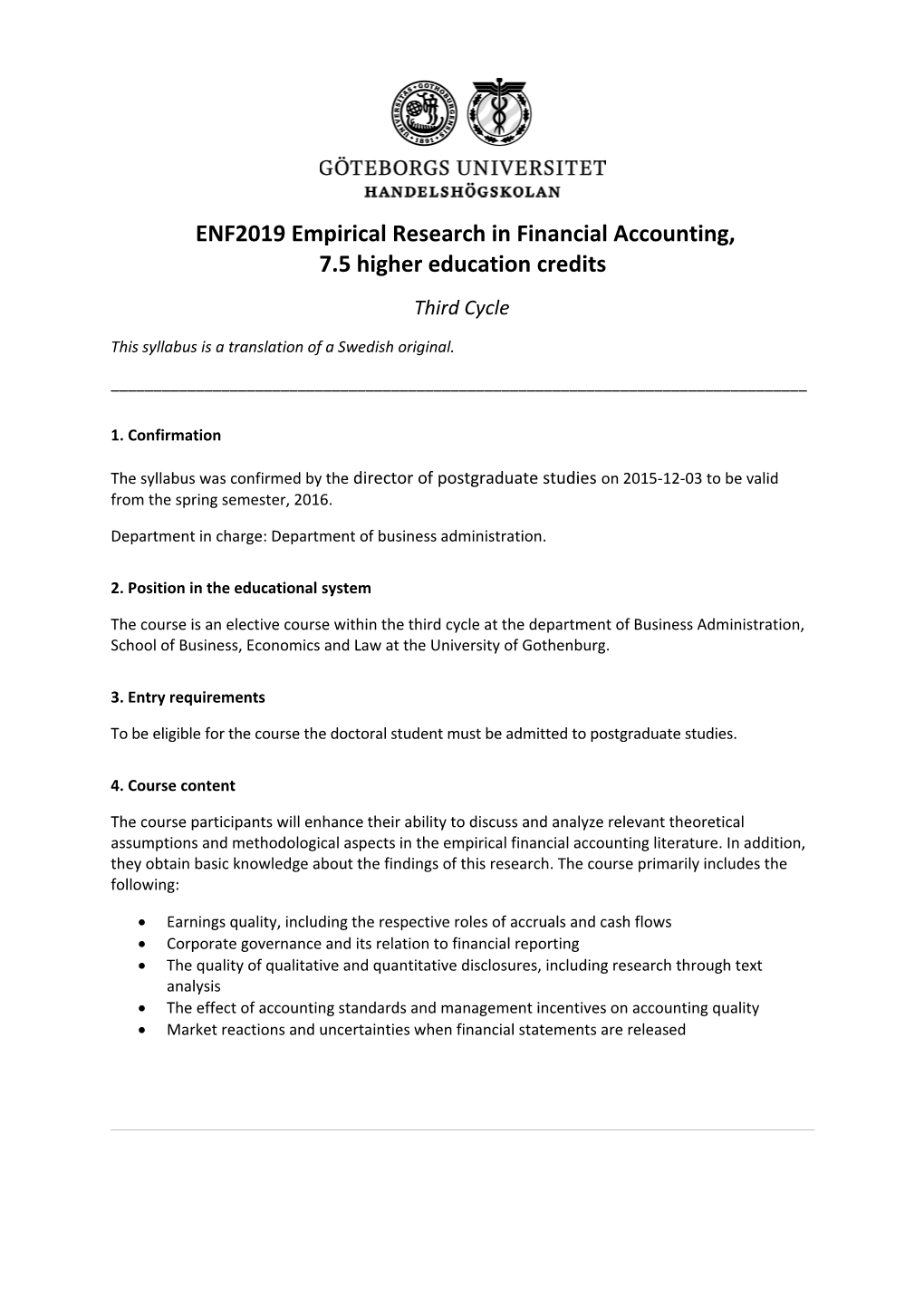 ENF2019 Empirical Research in Financial Accounting