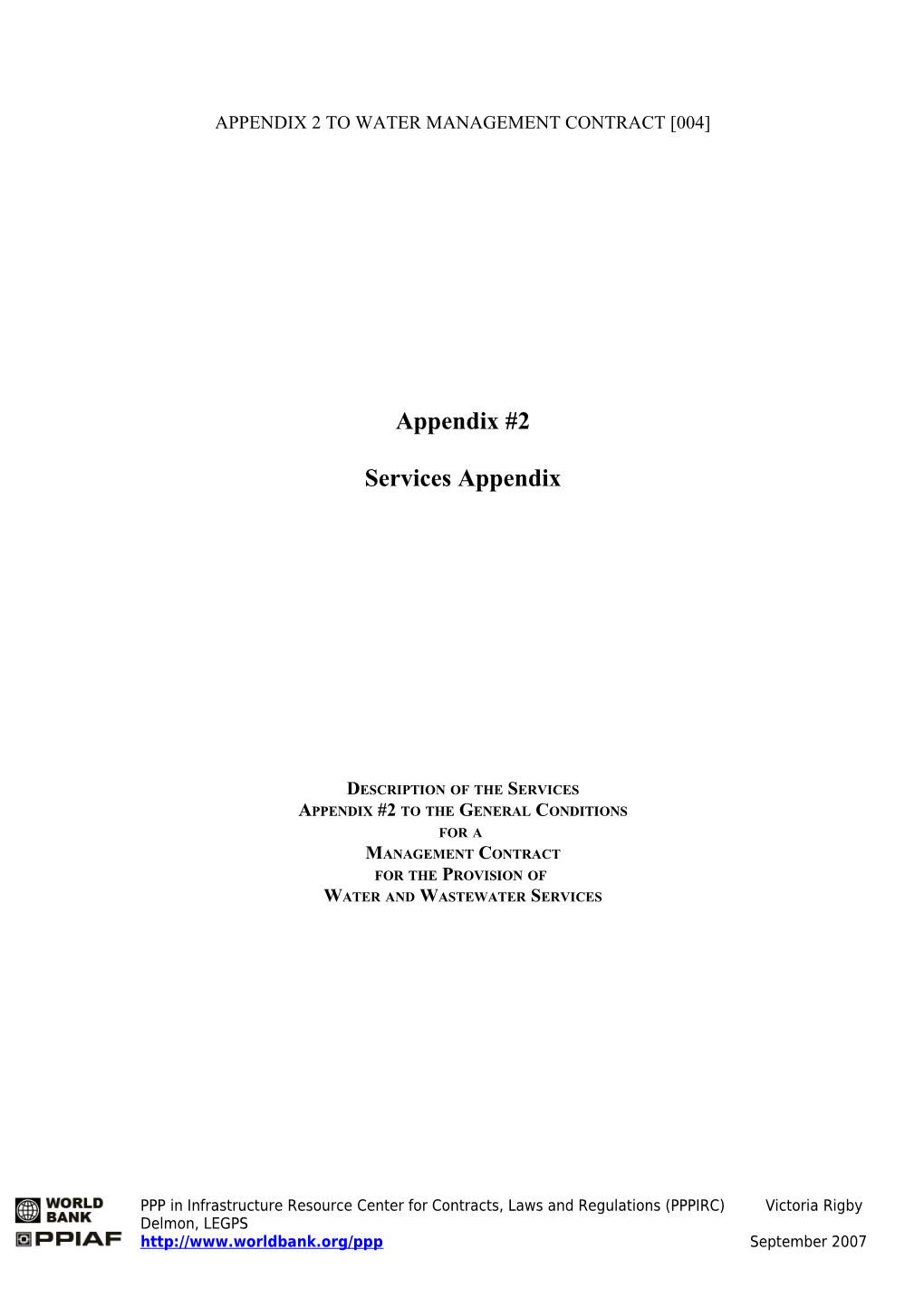 Appendix 2 to Water Management Contract 004