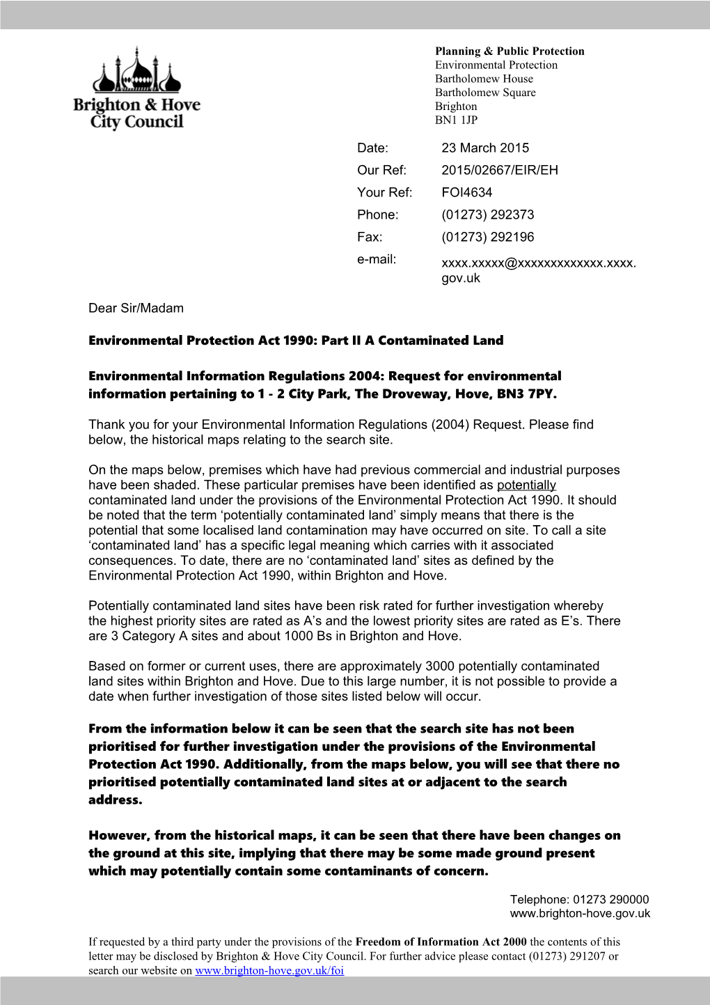 Environmental Protection Act 1990: Part II a Contaminated Land