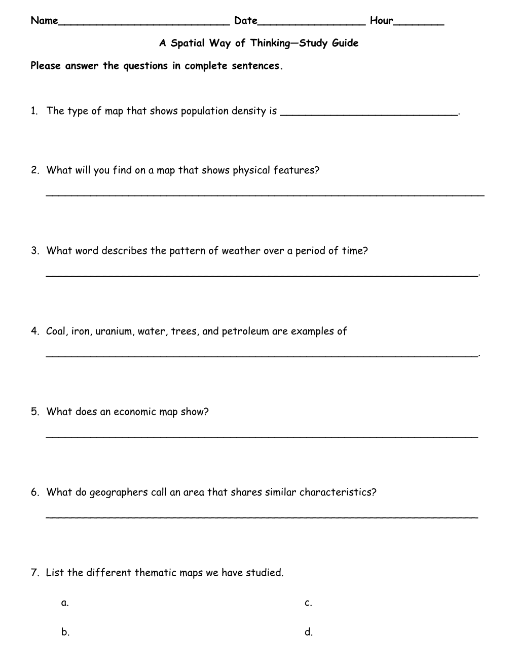 A Spatial Way of Thinking Studyguide