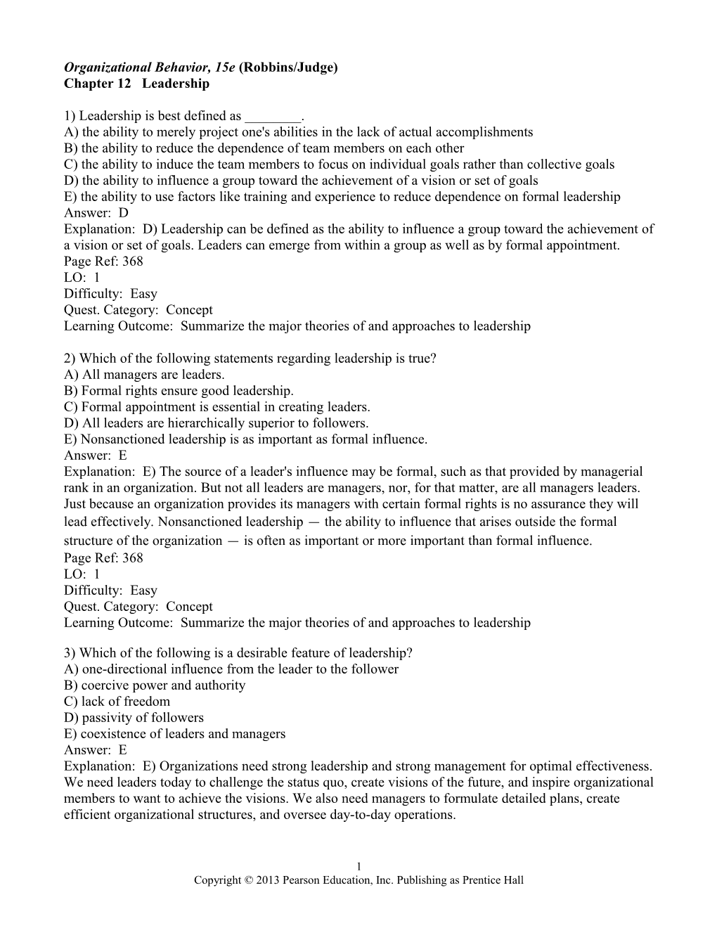 Organizational Behavior, 15E (Robbins/Judge)