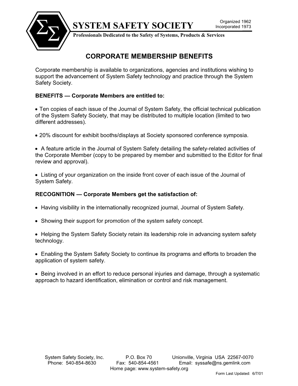 BENEFITS Corporate Members Are Entitled To