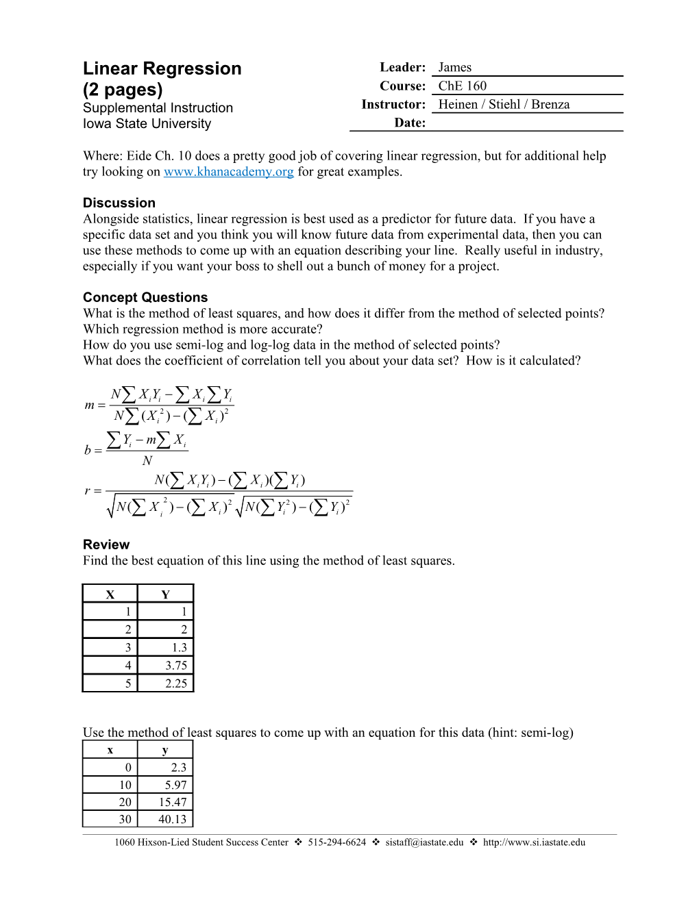 Where: Eide Ch. 10 Does a Pretty Good Job of Covering Linear Regression, but for Additional