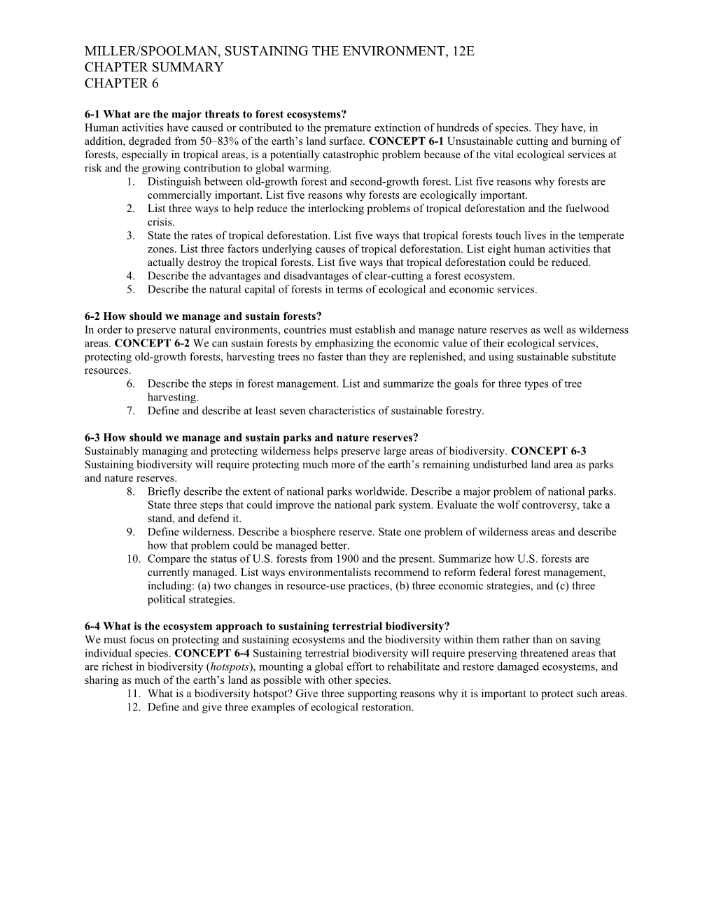 6-1 What Are the Major Threats to Forest Ecosystems