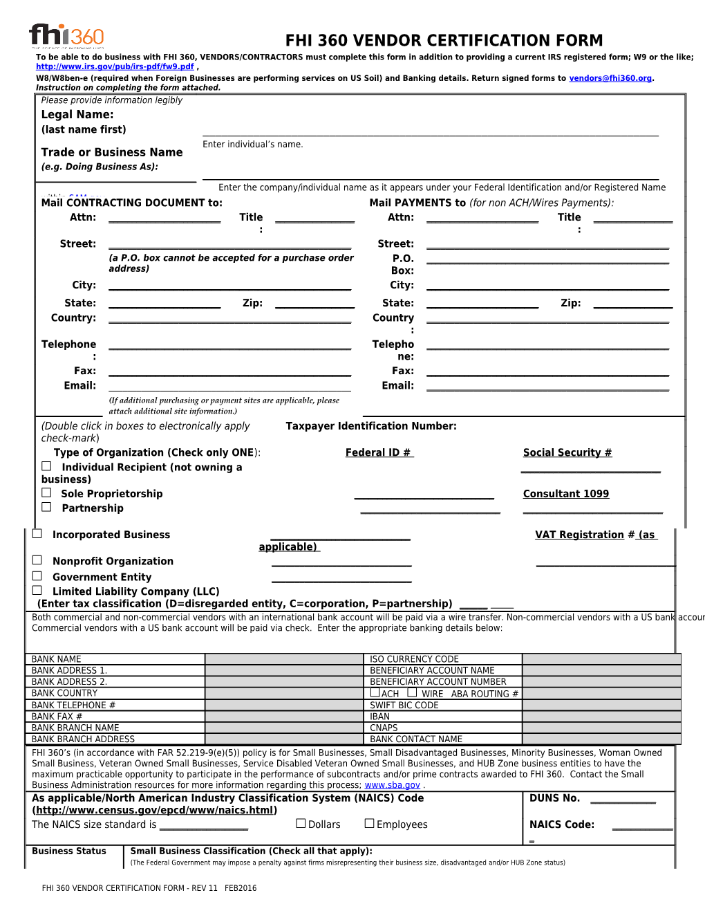 Supplier Certification Form