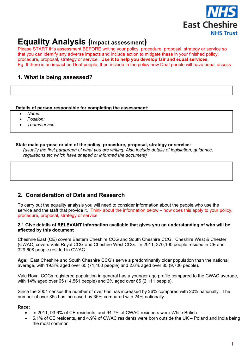 Equality Analysis (Impact Assessment)