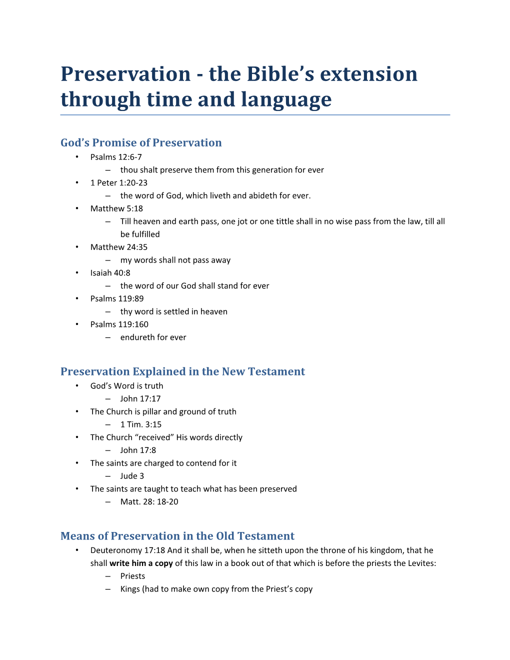 Preservation - the Bible S Extension Through Time and Language