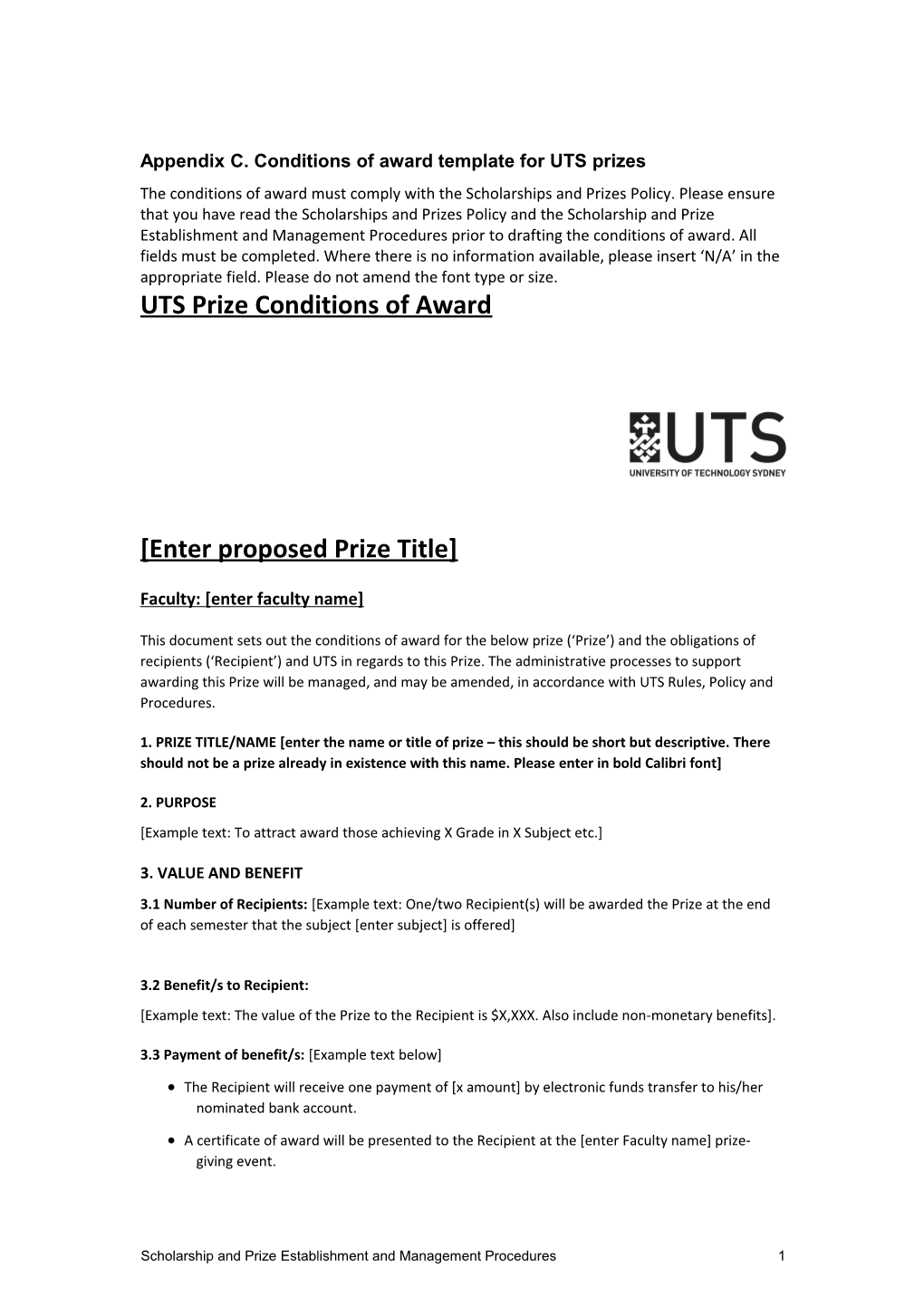 Scholarship and Prize Establishment and Management Procedures