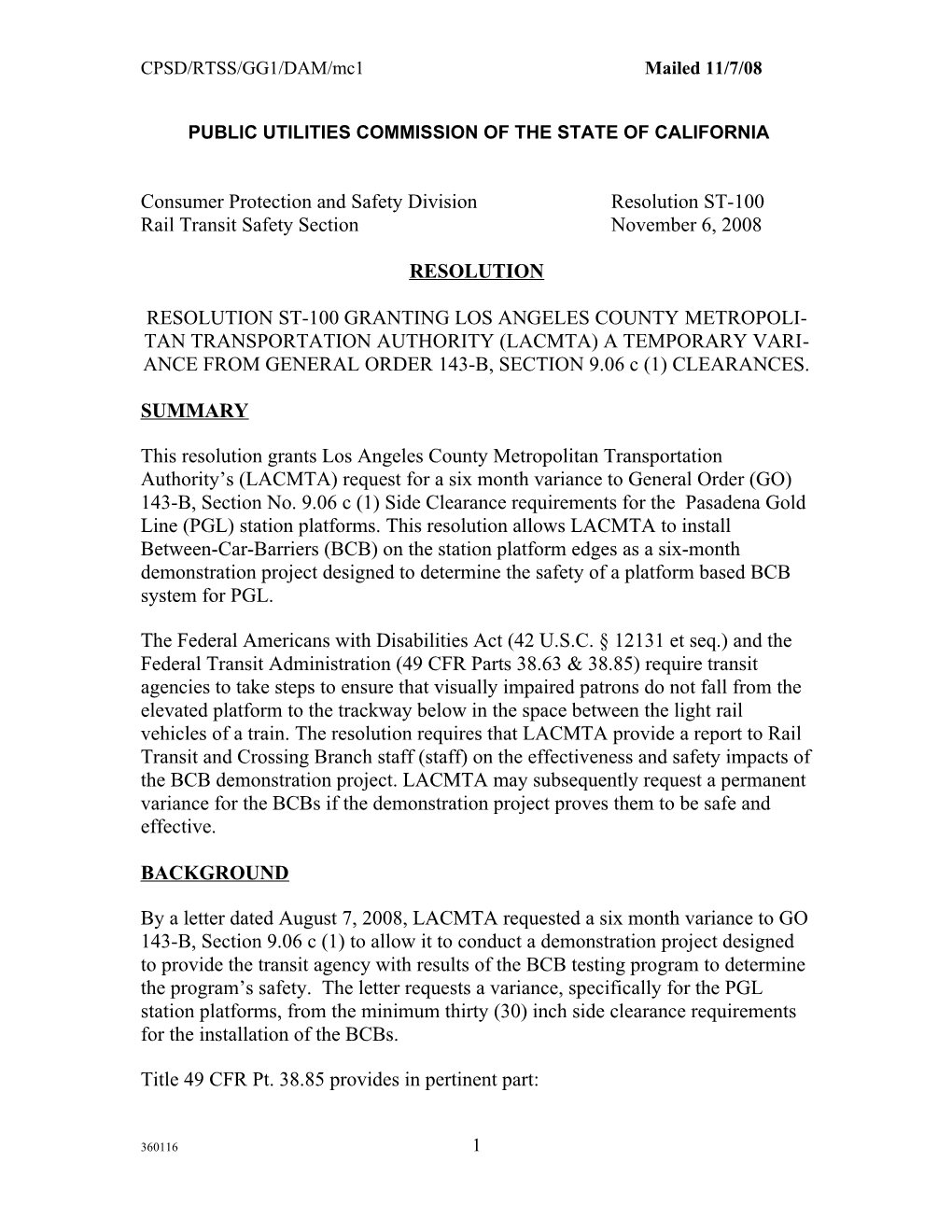 Public Utilities Commission of the State of California s40