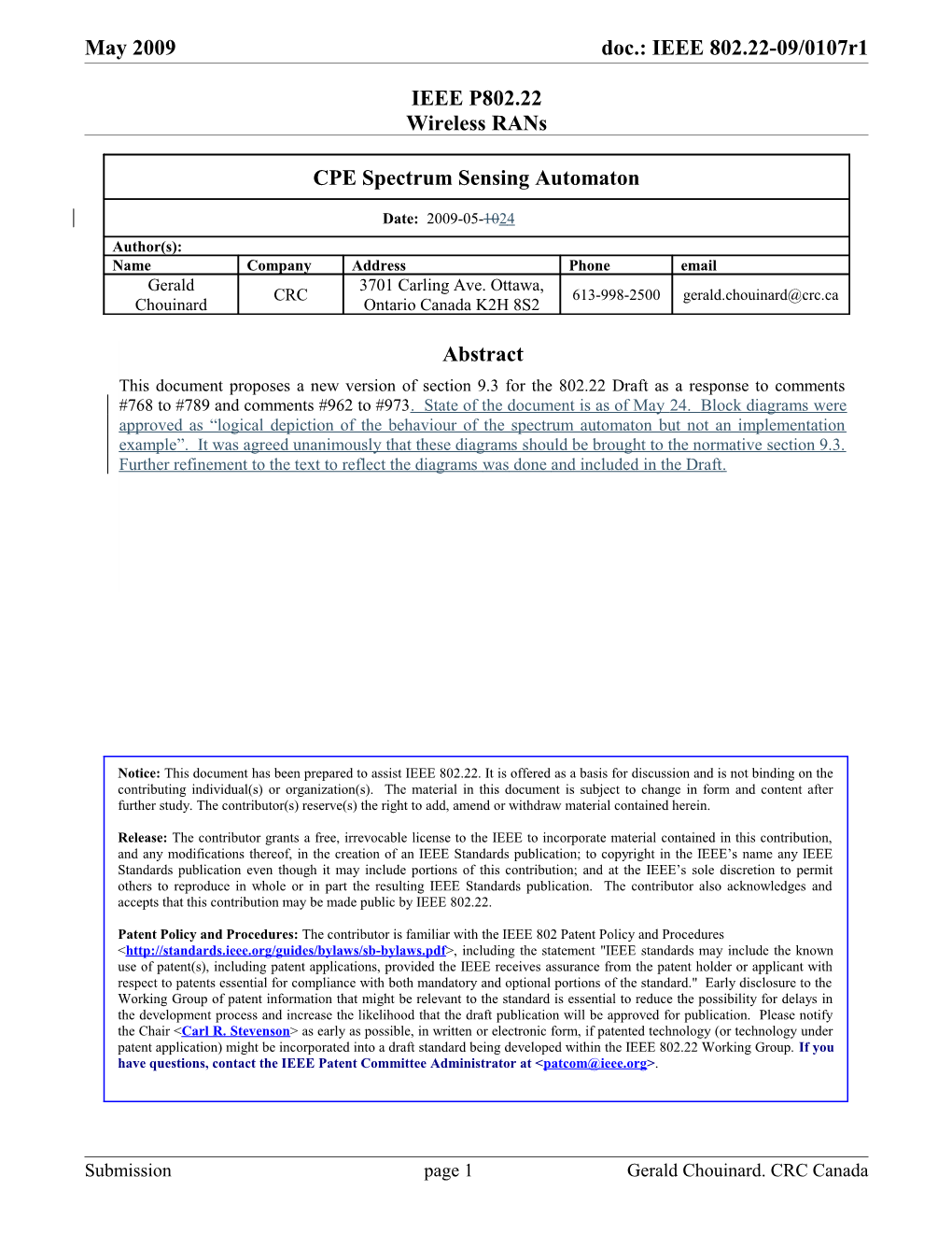 9.3 CPE Spectrum Sensing Automaton