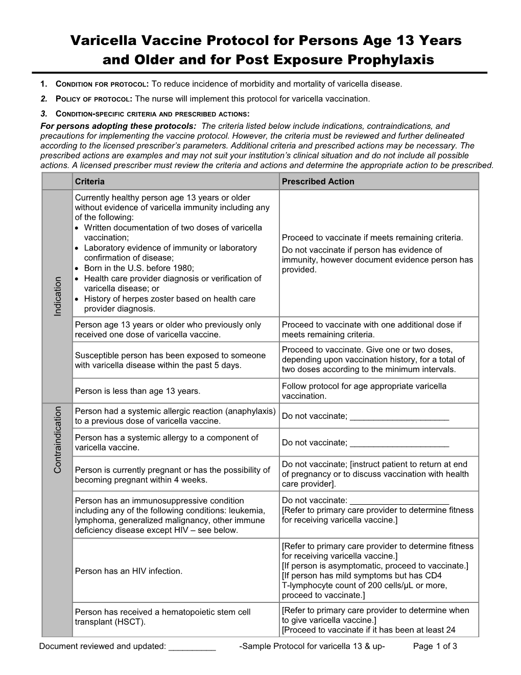 Standing Order Template