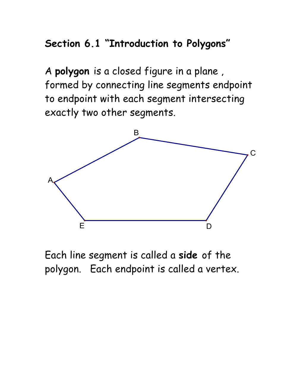 Section 1-4 Introduction to Polygons