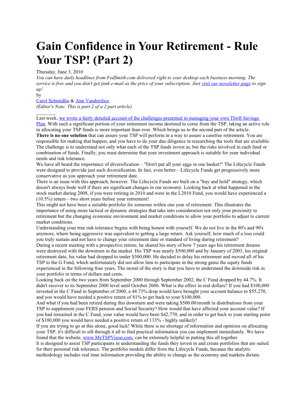Gain Confidence in Your Retirement - Rule Your TSP