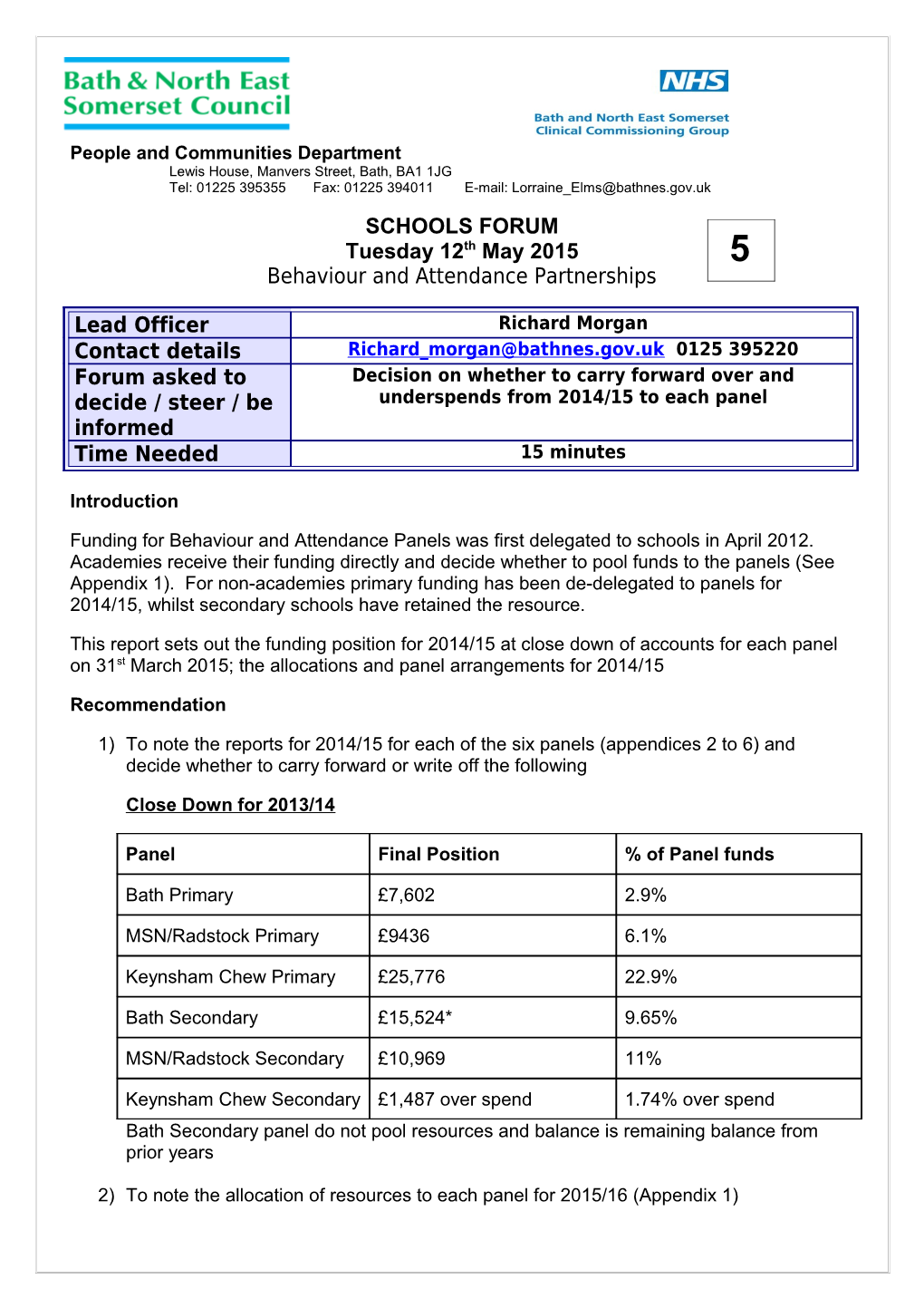 Agenda Proposal for Strategic Director Group