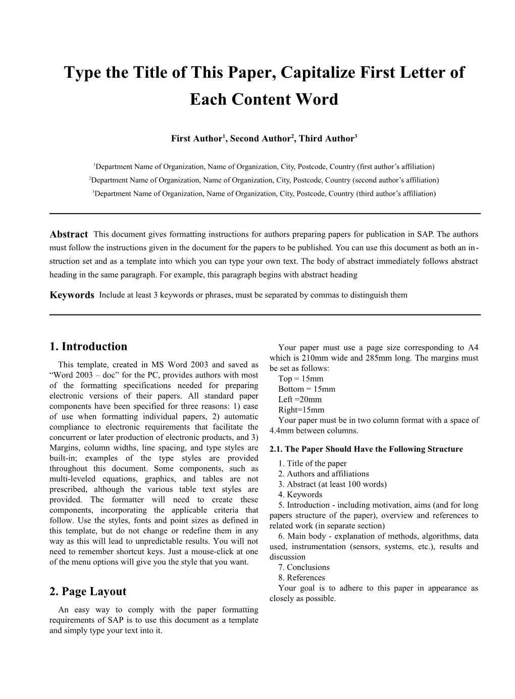 Type the Title of This Paper, Capitalize First Letter of Each Content Word