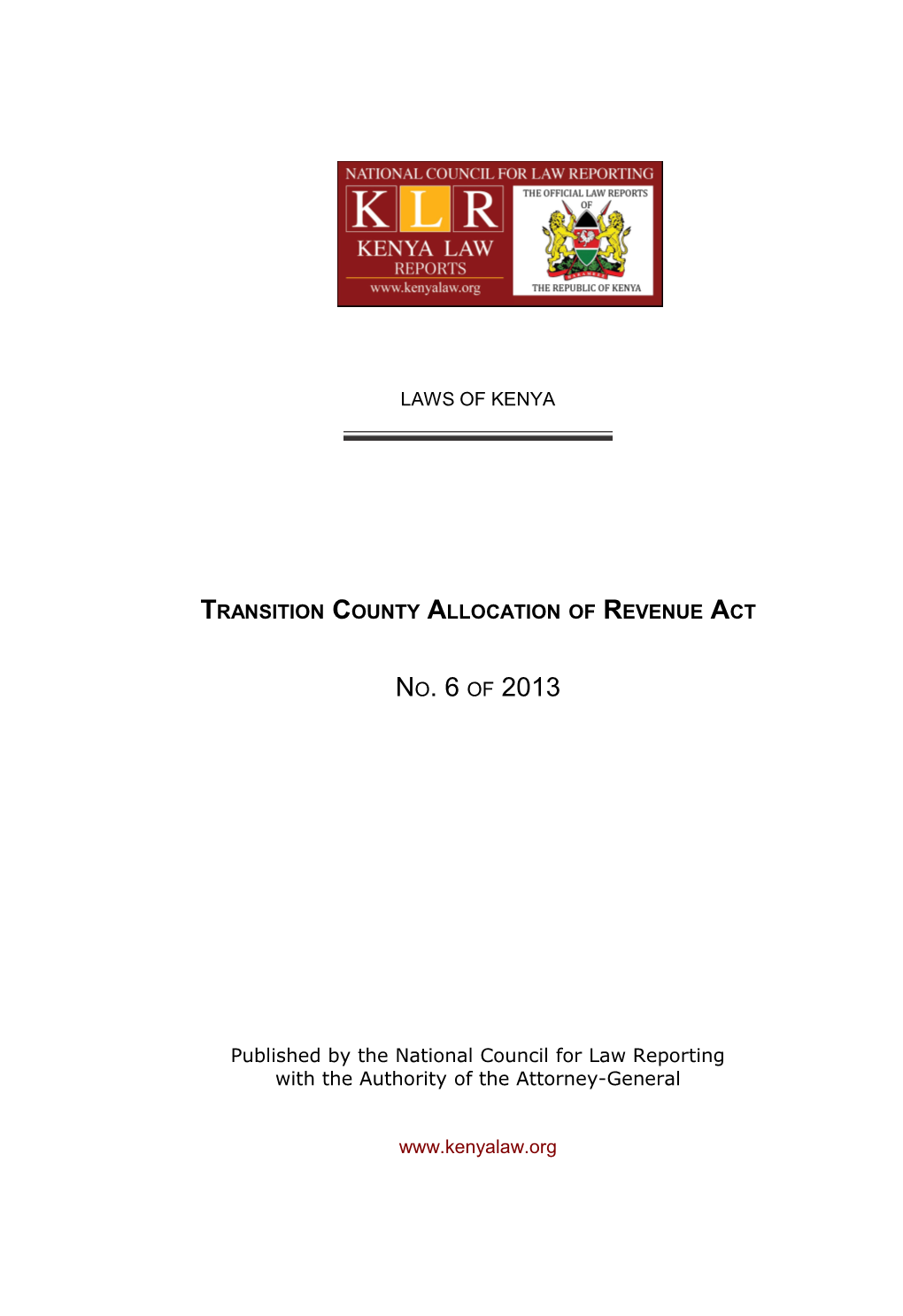 Transition County Allocation of Revenue Act