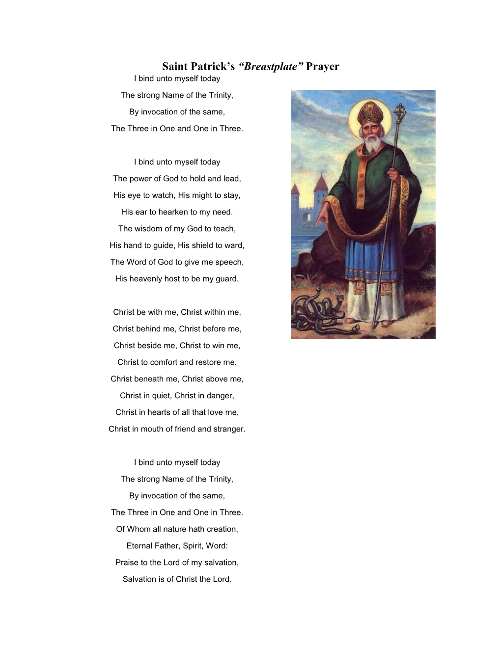Saint Patrick S Breastplate Prayer