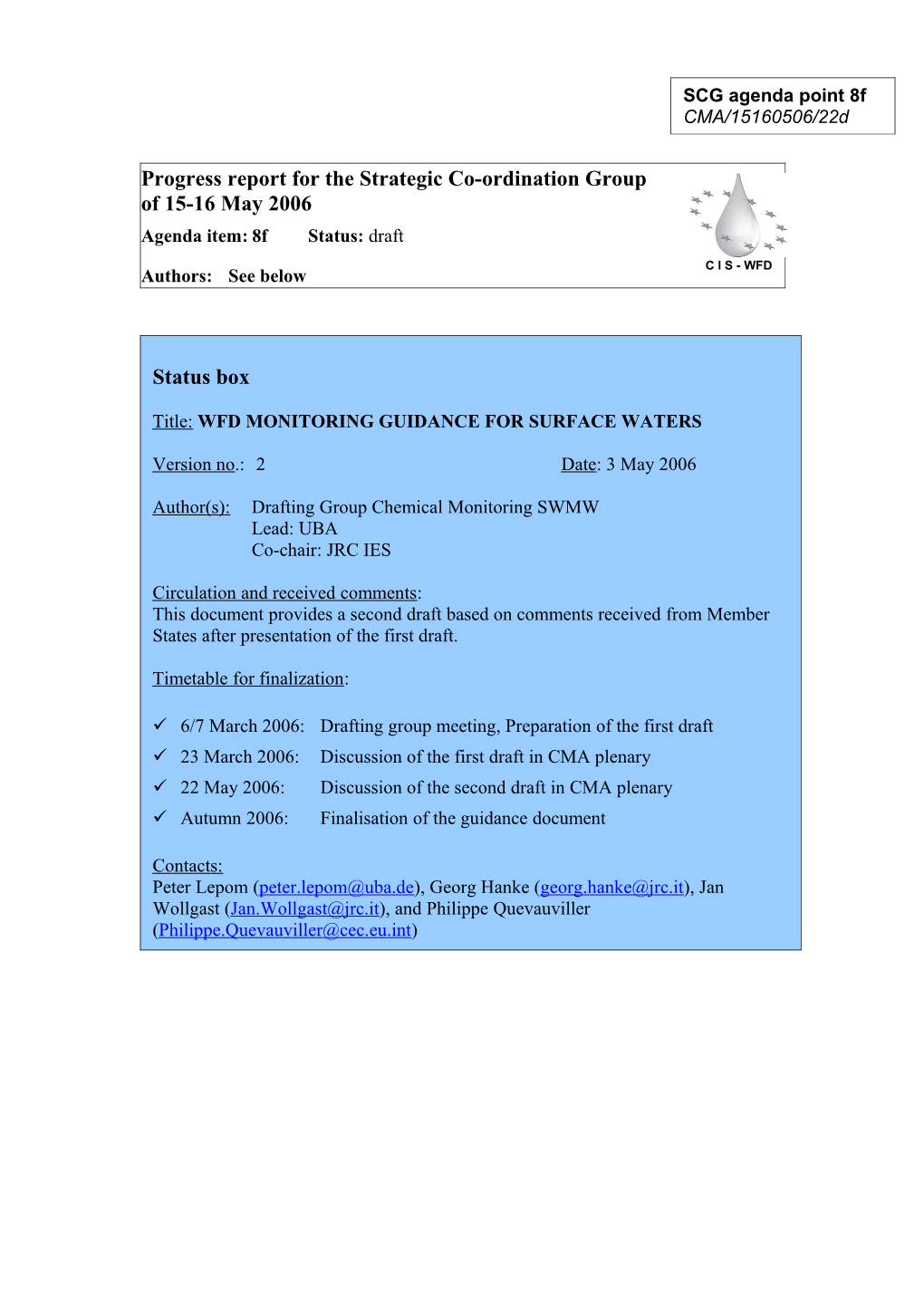 WFD Guidance for Chemical Monitoring