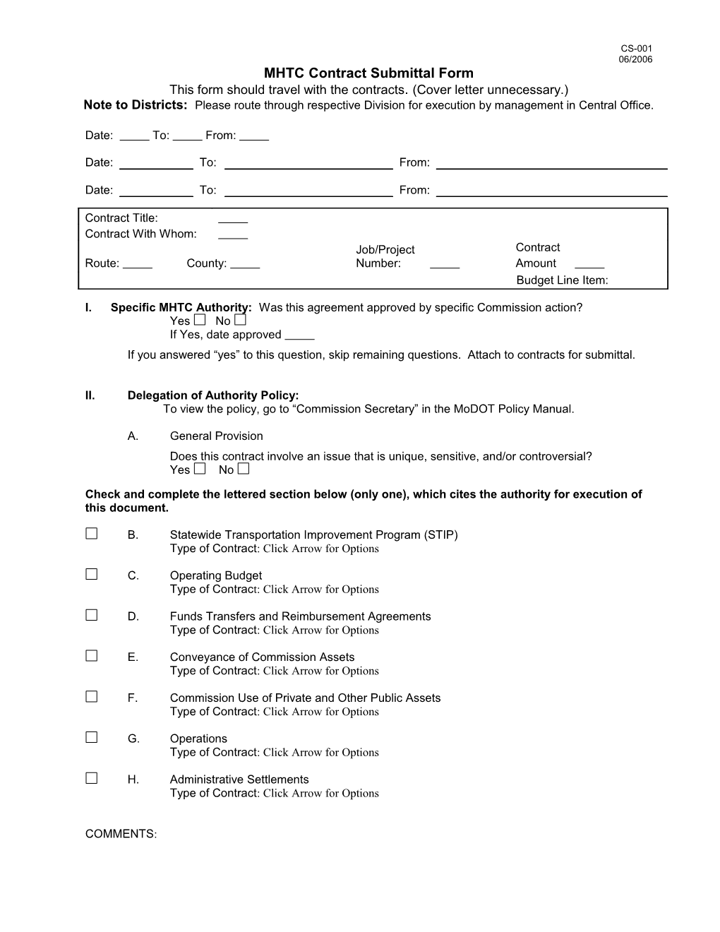 MHTC Contract Submittal Form