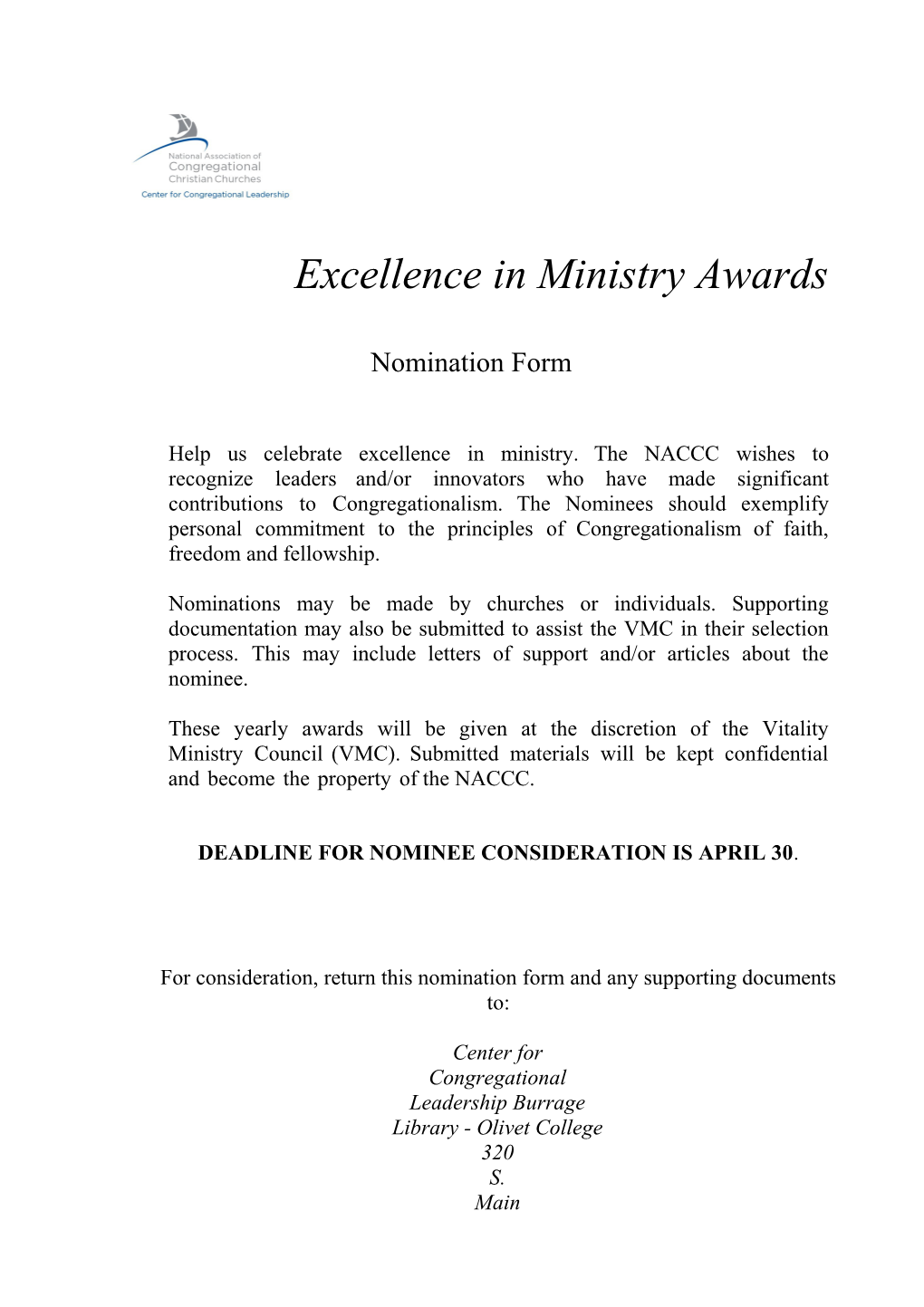 Excellence in Ministry Awards