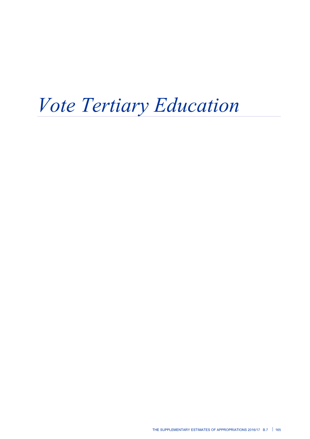 Vote Tertiary Education - Supplementary Estimates of Appropriations 2016/17 - Budget 2017