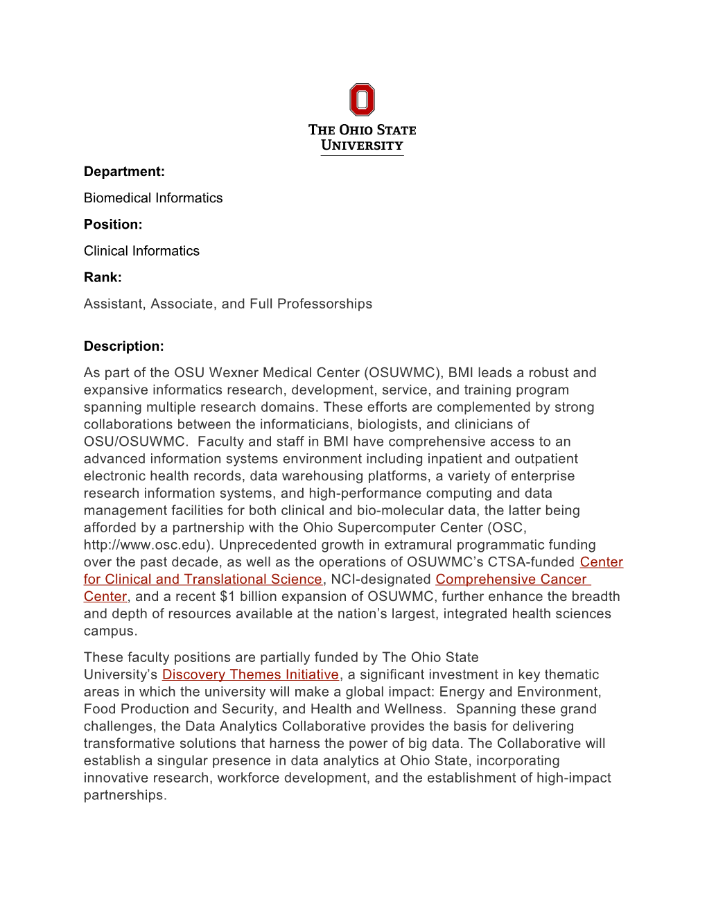 Assistant, Associate, and Full Professorships