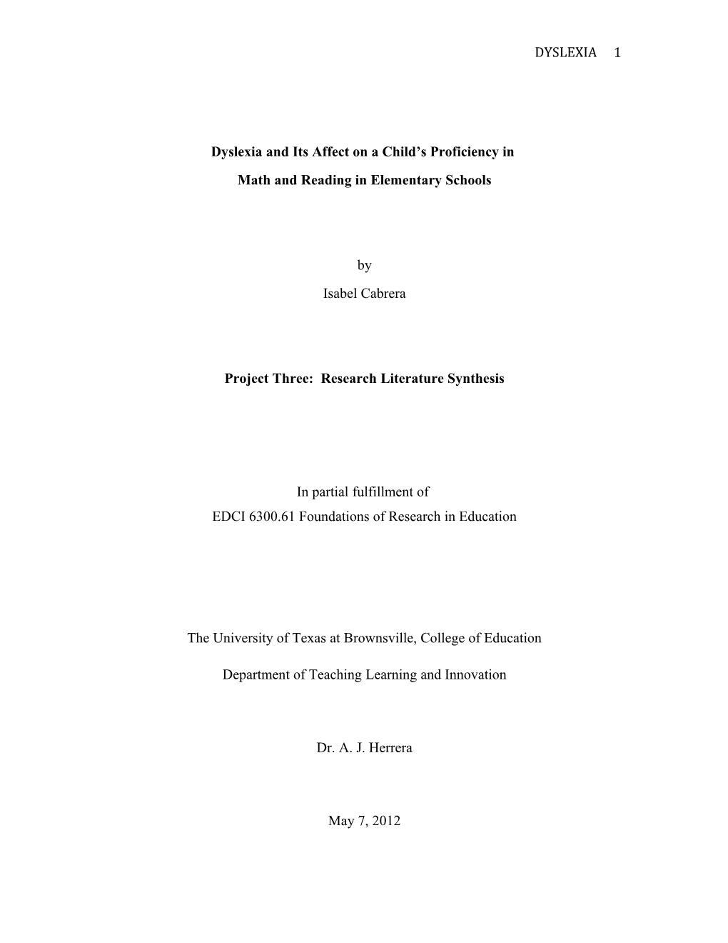 Dyslexia and Its Affect on a Child S Proficiency In