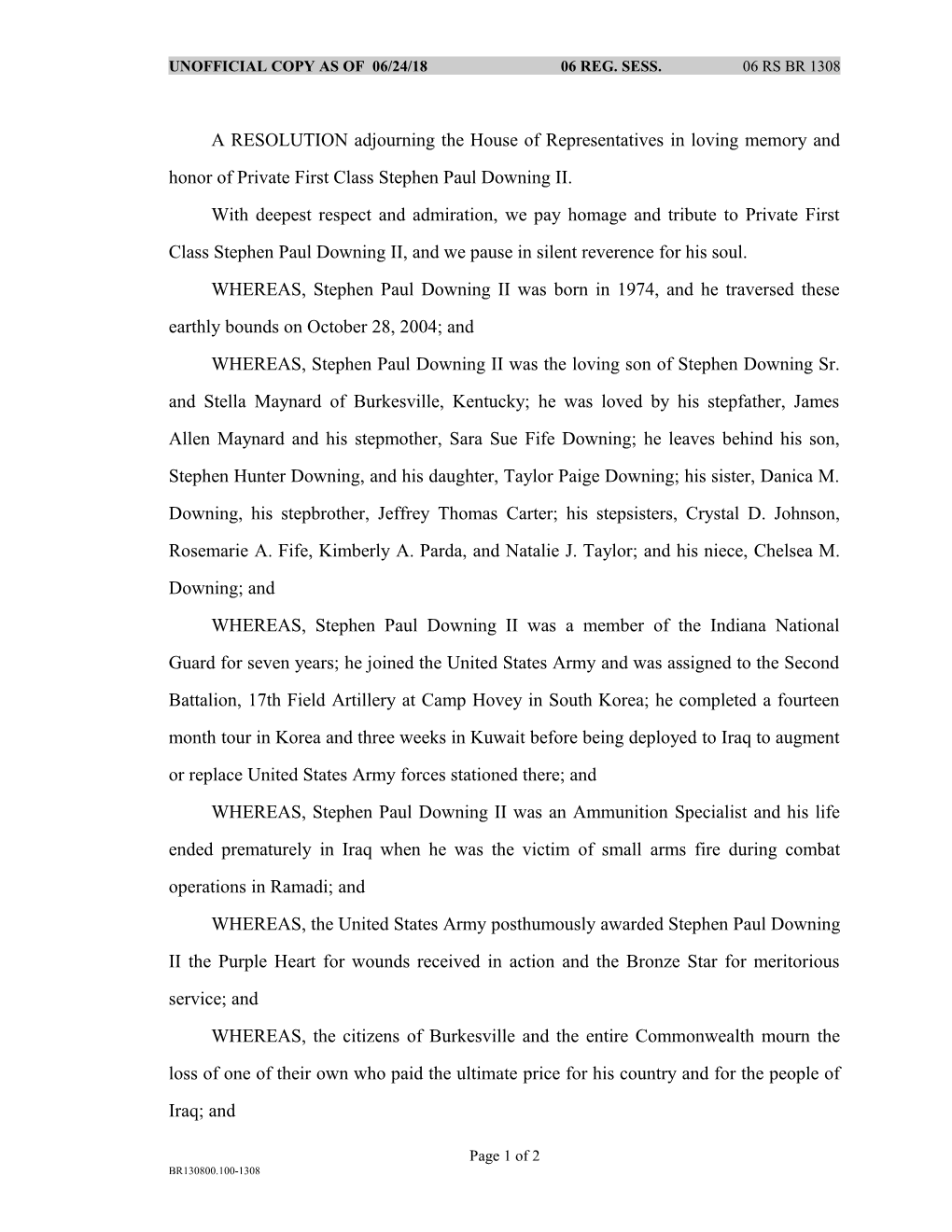 Unofficial Copy As of 03/22/06 06 Reg. Sess. 06 Rs Br 1308