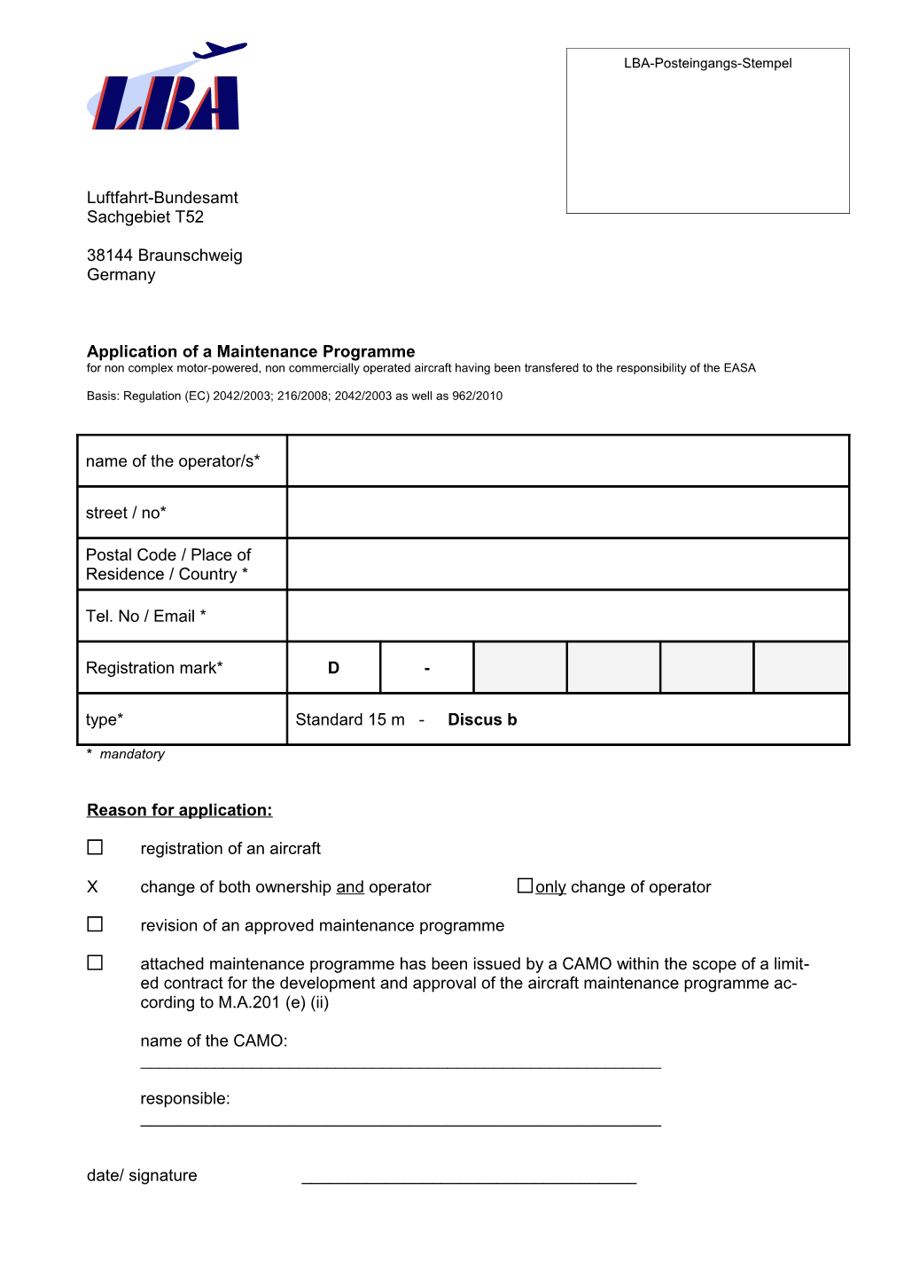 Application of a Maintenance Programme