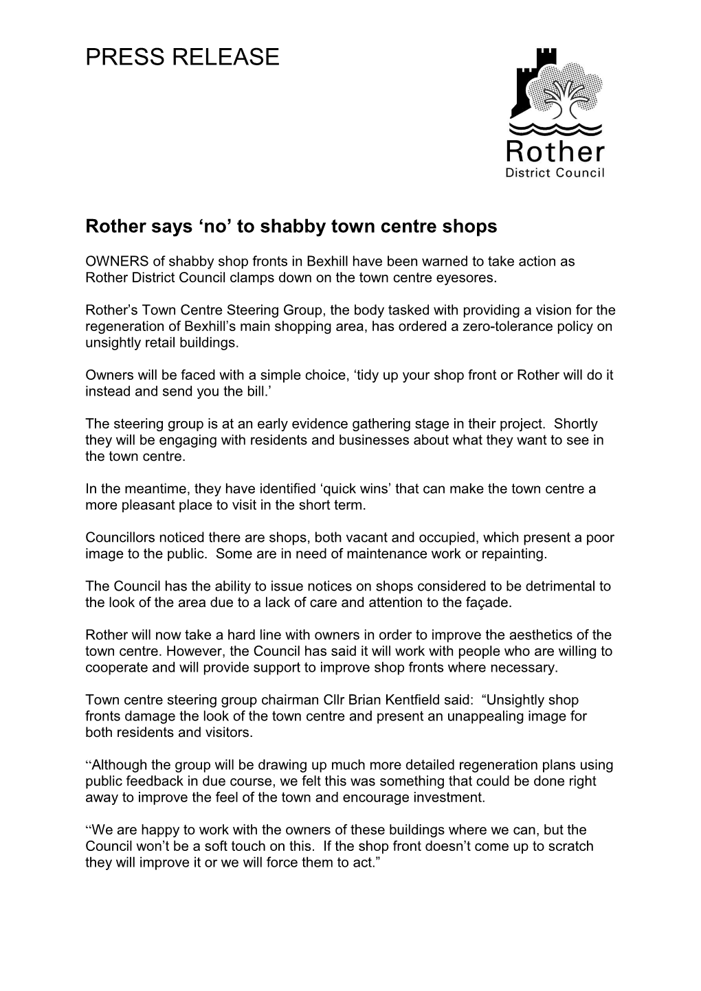 Rother Says No to Shabby Town Centre Shops