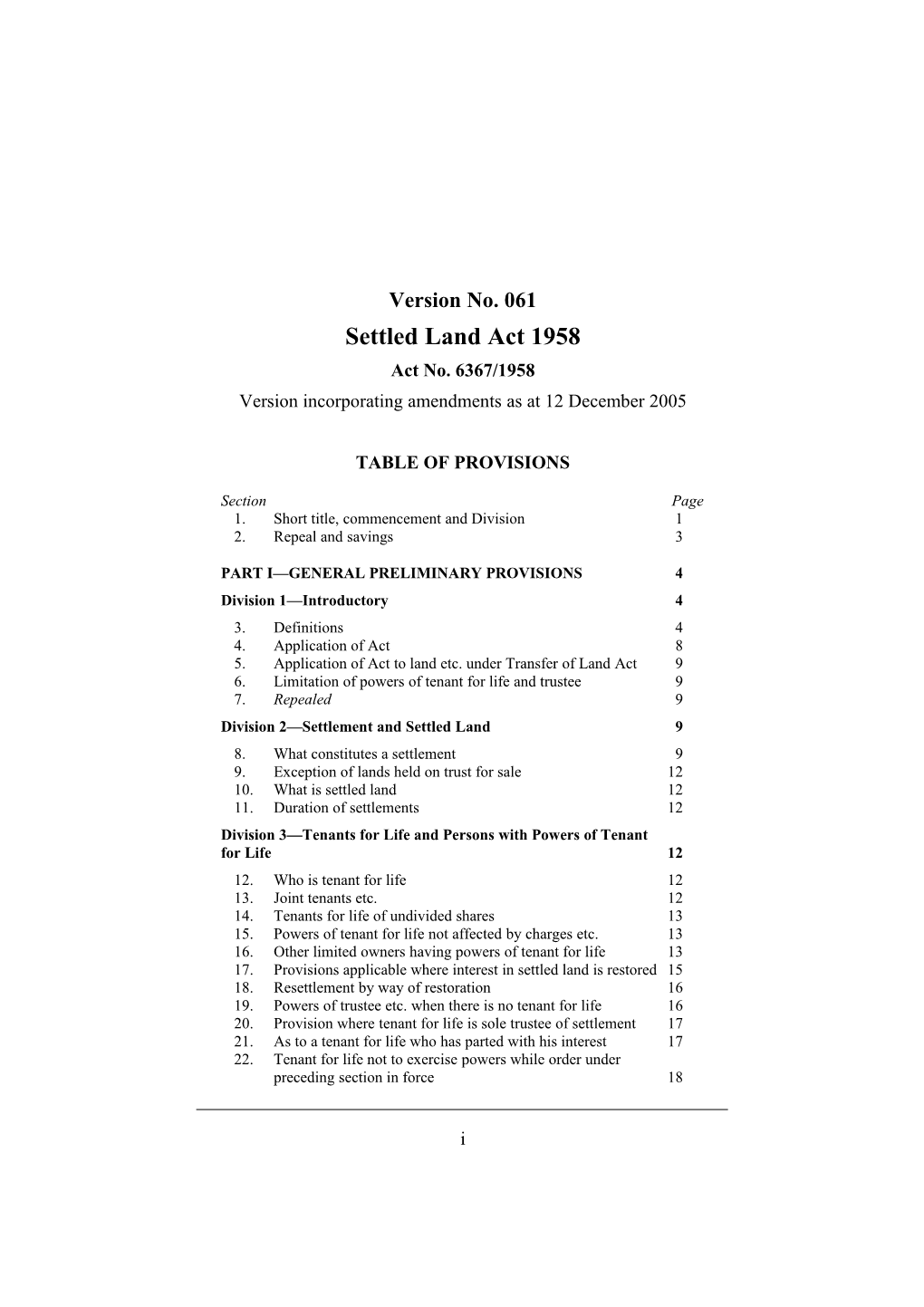 Settled Land Act 1958