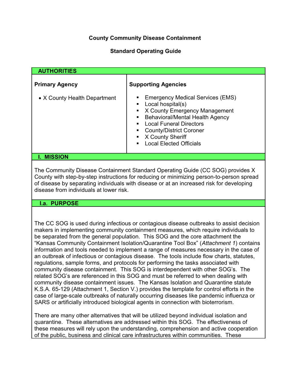 County Community Disease Containment